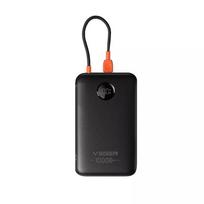 10000 mAh Power Bank with Built-in USB-C Cable, QC3.0, PD 2A, 22.5W, K1C W1189, Black