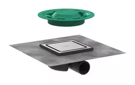 Hansgrohe RainDrain Spot taškinis trapas su grotelėmis 15x15 cm, grindinio trinkelėms, šlifuoto nerūdijančio plieno 56055800