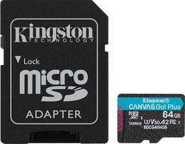 "Kingston Canvas Go Plus" microSDXC atminties kortelė Gen4 200MB/s A2 U3 V30 64GB kortelė + adapteris SDG4/64GB
