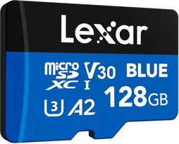"Lexar Blue Micro SD" 128GB iki 160MB/s skaitymo microSDXC UHS-I 10 klasės kortelė U3 V30 A2 Full HD 4K vaizdo įrašo didelės spartos atminties kortelė išmaniesiems telefonams, planšetiniams kompiuteriams ir veiksmo kameroms