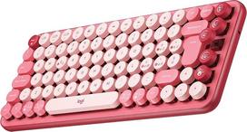 "Logitech POP Keys" Mechaninė kabeliu valdoma klaviatūra su apeinamaisiais emotikonais, itališkas QWERTY išdėstymas - rausva