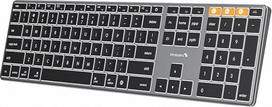 "ProtoArc" apšviesta belaidė "Mac" klaviatūra, K110-A aliuminio "Bluetooth" klaviatūra, pilno dydžio, kelių įrenginių, plokščia, įkraunama, belaidė "MacBook Pro/Air", "Mac Mini", "iPad" klaviatūra