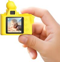 Mini skaitmeninis fotoaparatas vaikams - "MaxMango" 1,3 colio 1080P HD retro fotoaparatas, 64GB mielas vaikiškas fotoaparatas, žaislinis fotoaparatas, dovanos berniukams ir mergaitėms 3, 4, 5, 6, 7, 8, 9, 10 metų (geltonas)