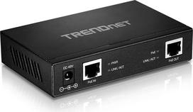 TRENDnet TPE-E110 Gigabitinis PoE + kartotuvas / stiprintuvas Extender 100 m ilgintuvas iki 200 m atstumui Palaiko PoE (15,4 W) ir PoE + (30 W)