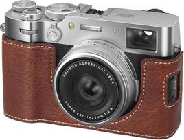 VOVMOEYA X100VI Half Camera Case for Fujifilm X100VI, odinis dėklas, suderinamas su Fujifilm X-100VI skaitmeniniu fotoaparatu, rudos spalvos, fotoaparato dėklas