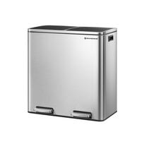 Dviejų skyrių rūšiavimo šiukšlių dėžė | 60 L ( 2 x 30 L) | Sidabrinė šiukšliadėžė