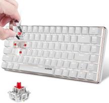 "Hotswapple" žaidimų klaviatūra, 80 % mechaninė raudonų jungiklių klaviatūra su baltu LED apšvietimu, ABS klavišų dangtelis, laidinė C tipo USB, 82 klavišai, apsaugantys nuo "dvasių", skirta kompiuteriui, nešiojamajam kompiuteriui, "Mac", balta
