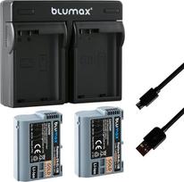 2 x "Blumax" baterija, suderinama su "Nikon" EN-EL15b [2040mAh] + dvigubas įkroviklis EN-EL15c EN-EL15a EN-EL15 - skirta D800 D850 D7200 D7500 - Z8 Z7 II Z6 II Z5 Zf