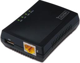 DIGITUS Fast Ethernet USB tinklo serveris, daugiafunkcinis NAS, USB šakotuvas, spausdintuvas, DVD įrenginys, 1 prievadas, USB 2.0, 10/100Mbps tinklas, RJ45, juodas (pakuotė gali skirtis nuo paveikslėlio)