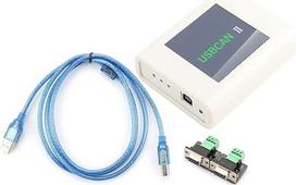 USBCAN II Debugger, pramoninis didelės spartos dviejų kanalų derintuvas, 2 - CAN Schnittstellen - Hohe Übertragungsgeschwindigkeit, magnetinė izoliacija, skirtas duomenų analizei ir plėtrai