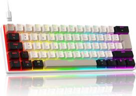 ZIYOU LANG MK21 mechaninė žaidimų klaviatūra, 60 % kompaktiškas UK išdėstymas, 61 klavišas, mini laidinė klaviatūra su "Hot Swap", RGB apšvietimu, "Anti-Ghosting", raudonas jungiklis, skirta PC, MAC, žaidėjams, biurui - žvaigždiškai balta