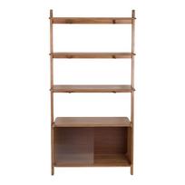 Rudos spalvos iš uosio masyvo knygų spinta su stumdomomis durimis 90x180x35 cm Rise – Zuiver