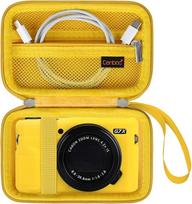 "Canboc" dėklas skaitmeniniam fotoaparatui "Canon PowerShot G7 X Mark II/G7 X Mark III/G5 X Mark II.G7X", "Point and Shoot Vlogging" fotoaparato krepšys, užtrauktuko formos tinklinis krepšys, kuriame telpa USB kabelis, baterijos, geltonas