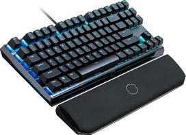 "Cooler Master MasterKeys MK730" - mechaninė kompaktiška RGB žaidimų klaviatūra be skaičių klaviatūros, šlifuoto aliuminio korpusas, nuimama magnetinė riešo atrama, vokiškas išdėstymas, "Cherry MX Red