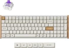 "Keychron K4 HE" 96 % ANSI belaidė mechaninė klaviatūra su magnetiniais jungikliais ir "Hot-Swap" - "Bluetooth/2.4GHz/USB-C", RGB apšvietimas, QMK programavimas "Mac/Win", medinis dizainas (balta)