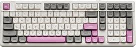 GK GAMAKAY TK101 98% mechaninė žaidimų klaviatūra su skaičių lentele, "Bluetooth" / 2,4 GHz / laidinė RGB PBT klaviatūra, 101 klavišas, "Gasket" žaidimų klaviatūra (balta ir pilka, "Pluto" jungiklis)