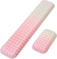 Klaviatūros ir pelės riešo atramos rinkinys, kompiuterio riešo kilimėlio atrama, ergonomiška klaviatūros rankų atrama, minkšta atminties putų riešo atrama klaviatūrai, nešiojamajam kompiuteriui, "Mac", biurui, darbui, žaidimams - rožinė balta