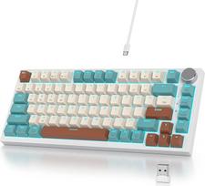 Mechaninė klaviatūra belaidė 75 % su mygtukais, TKL žaidimų klaviatūra 75 % amerikietiška QWERTY RGB Bluetooth/2.4G/USB PBT klavišų dangteliai, "Hot-Swap" Mac/Win (V400pro-Brown)