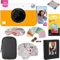 "Kodak Printomatic" momentinio fotoaparato (geltonos spalvos) dovanų rinkinys + "Zink" popierius (20 lapų) + prabangus dėklas + 7 smagūs lipdukų rinkiniai + žymekliai su dvigubu antgaliu + nuotraukų albumas + pakabinami rėmeliai + patogus dirželis ant kak