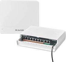 "MokerLink" 10 prievadų lauko PoE komutatorius, 8 PoE+ prievadai 100M, 2 Gigabit Uplinks 1000M, 802.3af/at 120W, atsparus oro sąlygoms, be ventiliatoriaus, nevaldomas, "Plug and Play
