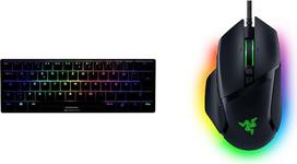 "Sharkoon Skiller SGK50 S4 bk Kailh Red" žaidimų klaviatūra, juoda ir "Razer Basilisk V3" - laidinė, pritaikoma žaidimų pelė su "Chroma RGB", skirta PC/Mac (10+1 programuojamų mygtukų), juoda