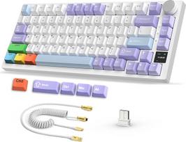 AJAZZ AK820PRO Fioletowy biały niebieski Flying Fish Shaft RGB pritaikyta klaviatūra ir dengtas 24K tikro aukso aviacijos kištukas, C02 balta C tipo galvutė ir penkių spalvų "Sublimacja" klavišų dangtelis