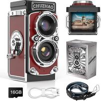 CHUZHAO Retro skaitmeninis fotoaparatas 1080P FHD vaizdo įrašas 12MP automatinio fokusavimo retro fotoaparatas su 16G kortele Dvigubas filtras Foto fotoaparatas, USB kompaktiškas senovinis skaitmeninis fotoaparatas pradedantiesiems paaugliams vaikams suau