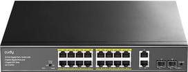 Cudy Cudy GS1018PS2 16 prievadų Gigabit PoE+ komutatorius su 2 Uplink prievadais ir 2 SFP lizdais 200 W komutatorius 1Gbps