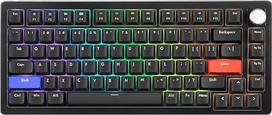DrunkDeer TKL A75 mechaninė klaviatūra, magnetinis jungiklis, 75 proc. žaidimų klaviatūra, 82 klavišai su rankenėle, RGB žaidimų klaviatūra, juoda