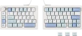 EPOMAKER Split70 Ergonomiška žaidimų klaviatūra su QMK/VIA ir sukamąja rankenėle, "Hot Swap" mechaninė RGB klaviatūra, tarpinė, linijinis jungiklis, skirta "Mac/Win" (70 % QWERTY anglų kalba) (balta)