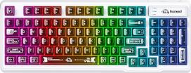 FREEWOLF M95 laidinė membraninė klaviatūra, permatomi PBT klavišų dangteliai, vaivorykštinis RGB apšvietimas, 94 klavišų žaidimų klaviatūra su skaitmenine klaviatūra, QWERTY, tylus rašymas su apsauga nuo klaidų, skirta kompiuteriui / nešiojamajam kompiute