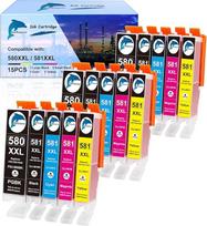 GoToners XXL kasetės suderinamos su Canon 580 581 PGI-580 CLI-581 spausdintuvo kasetėmis, skirtomis Canon Pixma TR8550 TS705 TS6350 TS6350 TS6350a TS705a TS6351 TS6250 TS6150 TS9550 TS6300 TS6255 1 TR7524 (15 pakuočių)