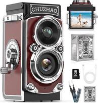 Mini retro fotoaparatas Senovinis fotoaparatas 12MP 1080P FHD skaitmeninis fotoaparatas TLR Automatinis fokusavimas Fotoaparatas su 16GB atminties kortele Fotoaparatas Nešiojamasis kompaktiškas fotoaparatas vaikams paaugliams Studentas Pradedantiesiems Do