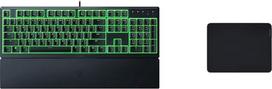 "Razer Ornata V3 X" - plokščia "Mecha" membraninė žaidimų klaviatūra ir "Gigantus V2 Medium" - minkštas žaidimų pelės kilimėlis greitam žaidimui