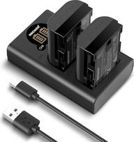 NEEWER atsarginių baterijų ir įkroviklio rinkinys, skirtas LP-E6P/LP-E6NH/LP-E6N/LP-E6N/LP-E6, 2 pakuotės 2200 mAh baterijų ir vertikalus USB dvigubas įkroviklis, suderinamas su "Canon EOS R5 Mark II R5 R6 R7 R 5DIV 7DII 80D 90D