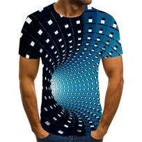 Vyriški marškinėliai Optical Illusion Crew Neck su apvaliu kaklu, 3D spausdinimas didelio dydžio Kasdieniai drabužiai trumpomis rankovėmis Drabužiai Vintažiniai gatvės drabužiai S black