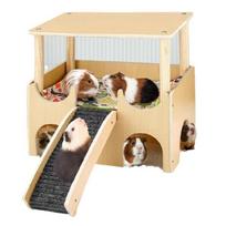 Small Pet Hideouts House with 2 Decker Design Hamster Entertainment and Exploration Platform with Slope Cage Accessories 1