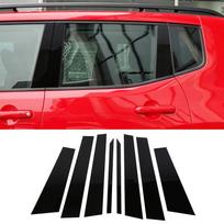 Automobilio langų vidurinio statramsčio dangtelio lipdukas apdailai Jeep Renegade 2016 2017 2018    2022 2023 Išorės aksesuarai Black 8PCS