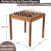 Žaidimai Medinis šachmatų stalas Šachmatai, dama ir backgammon 3 viename kombinuotas žaidimų stalas Baldų komplektas namų pramogoms 25 x 25 Kompaktiškas United States