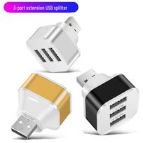 3 prievadų USB automobilinis įkroviklio adapteris mobiliesiems įrenginiams mėlyna