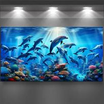 Dolphin Underwater Scenery Large Size Diamond Painting Diy Full Square Round Drill Rhinestone Embroidery Marine Animals Mosaic Cross Stitch Kits Square drill 30x60cm