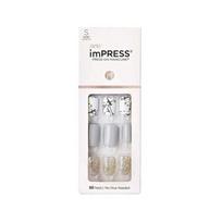 KISS imPRESS Modelis KIM010C 30 vnt. lipnių nagų rinkinys - Marmuras, pilka, blizgučiai - Paruošti per kelias minutes