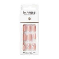 KISS imPRESS Crystal Blossom 30 vienetų lipnių nagų rinkinys - Greita ir lengva manikiūras - Ilgis S - Rožinė