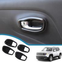 Automobilio vidinės durų rankenėlės dubenėlio apdailos lipdukai Rėmelis Jeep Renegade 2016 2017 2018    2022 Priedai Red 4pieces