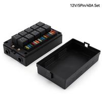 DC12V/24V 15-way saugiklių ir relių dėžutė su 10 40A relių, saugiklių blokas, 4 kontaktų arba 5 kontaktų relės automobiliams, jūriniams, RV, valtims Only Box