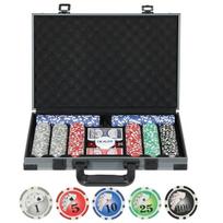 SPORTNOW pokerio dėklas pokerio rinkinys, pilnas pokerio rinkinys su 400 žetonų, 11,5 g, 2 kortų pakuotėmis, 5 kauliukais, dalintojo disku, žaidimo kilimėliu, aliuminio dėklu