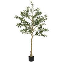 HOMCOM Dirbtinė alyvuogių medelė, 150 cm, 720 lapų, 40 alyvuogių, stabilus vazonas, dekoratyvinis augalas, žalias, Žalia