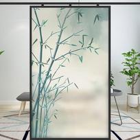 Kinų stiliaus bambukų kraštovaizdžio privatumo langų plėvelė, bambukų meno vitražo plėvelė, matinio stiklo statinio prilipimo langų lipdukai 40x100cm