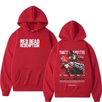 Red Dead Redemption 2 Spausdintas Hoodie Vyriškas Vintage Oversized Madingas Palaidinukas Laisvalaikio Ilgomis Rankovėmis Rudens/Žiemos Su Gobtuvu Streetwear S
