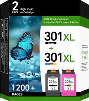 301 XL spausdintuvo kasetės Keičiamos HP 301 spausdintuvo kasetės, 301XL juoda ir spalvota, 2 vnt., suderinamos su HP301 Envy 4500 5530 5534 DeskJet 2544 2549 OfficeJet 2620 4630 4632 spausdintuvais